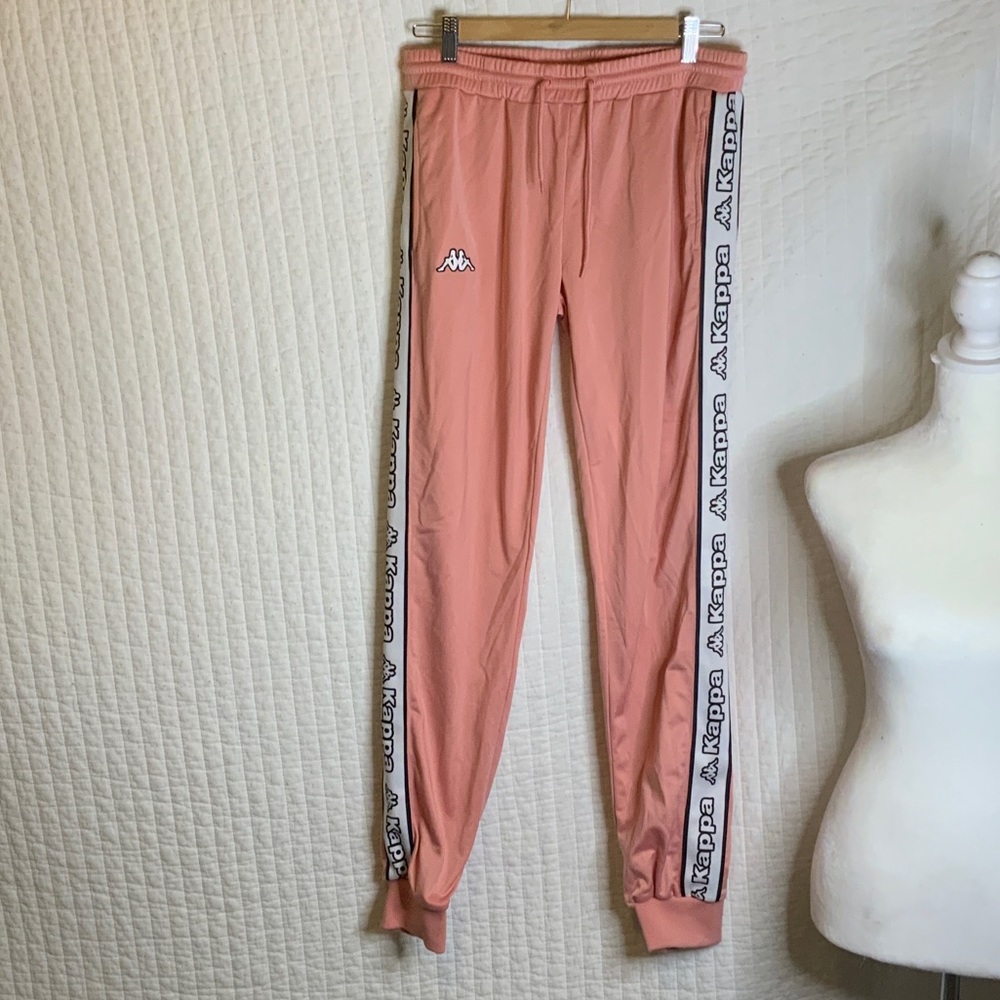 Kappa Joggers with Embroidered Logo And Ribbon Side Trim Unisex Coral